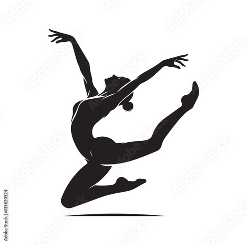 Gymnastics female silhouette illustration set