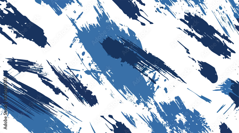 Creative seamless pattern with rough blue brush strok