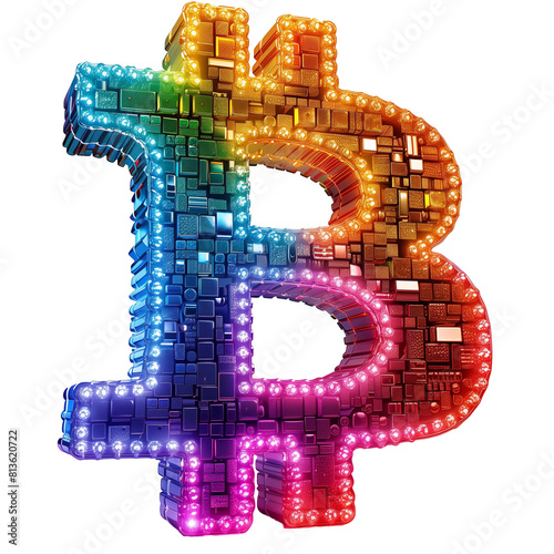 sign of crypto currency with bitcoin symbol on white background. Bitcoin Coin. Bitcoin cryptocurrency. Btc currency money sign or symbol business and financial exchange.