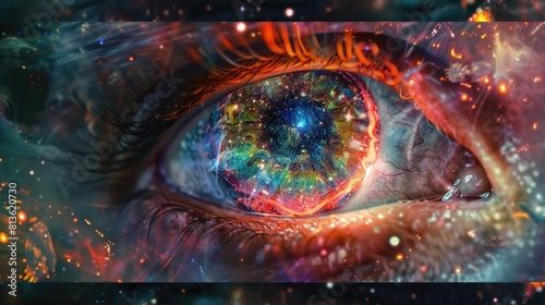 An eyes in the style of galaxy abstract business background