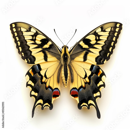 Papilio machaon butterfly white background
