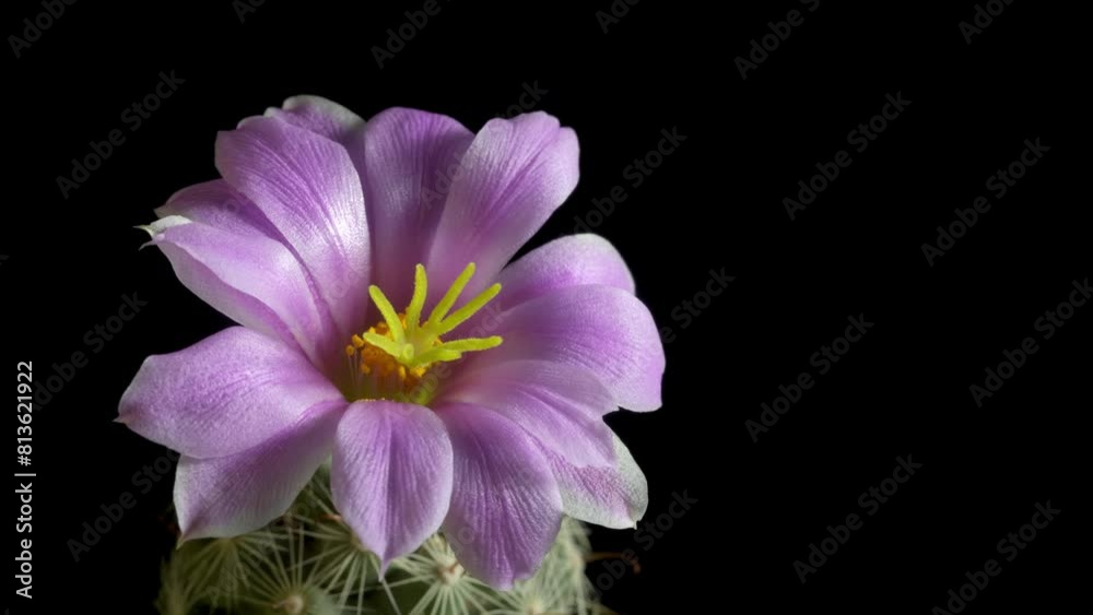Time lapse video of cactus flower plant, in the style of black background. Time lapse video of cactus flower plant, in the style of black background.