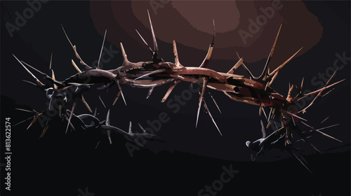 Crown of thorns on dark backgroundd Vector style vector