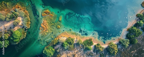 Aerial drone view of the colours and textures of Lake Dimboola