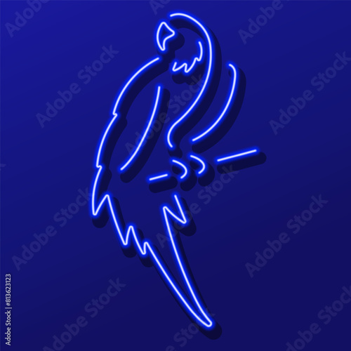 parrot neon sign, modern glowing banner design, colorful modern design trend. Vector illustration.