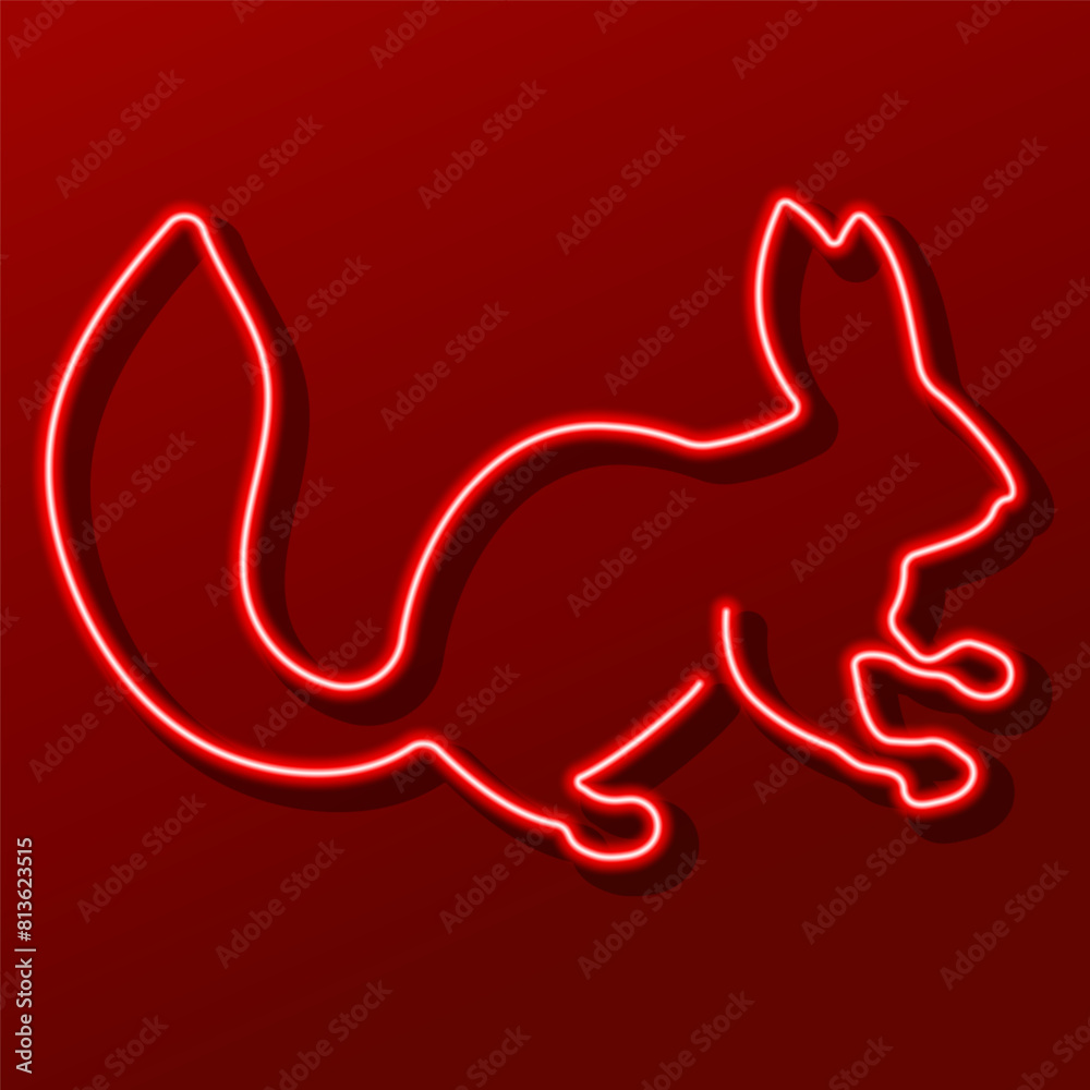 Fototapeta premium squirrel neon sign, modern glowing banner design, colorful modern design trend. Vector illustration.
