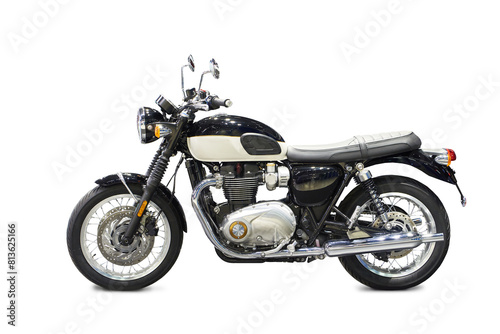 Classic vintage road motorcycle isolated white