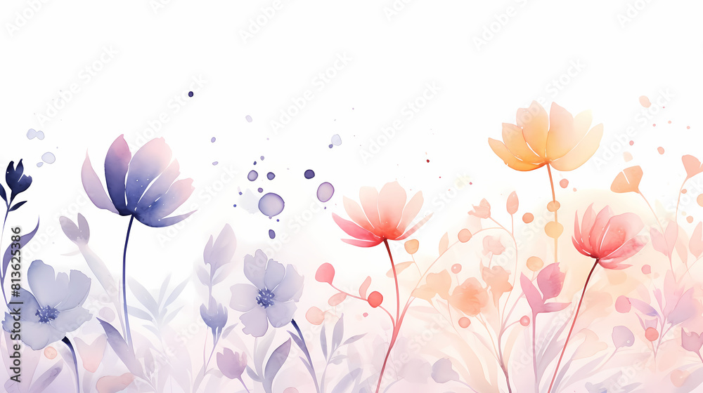 Hand painted watercolor flowers illustration background poster decorative painting