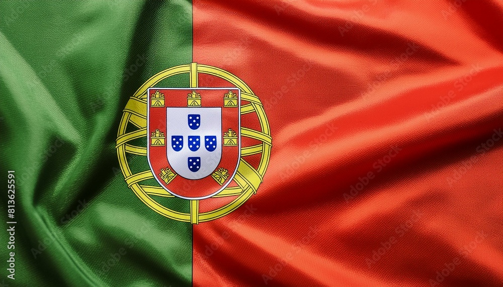 Fototapeta premium Fabric and Wavy Flag of Portugal