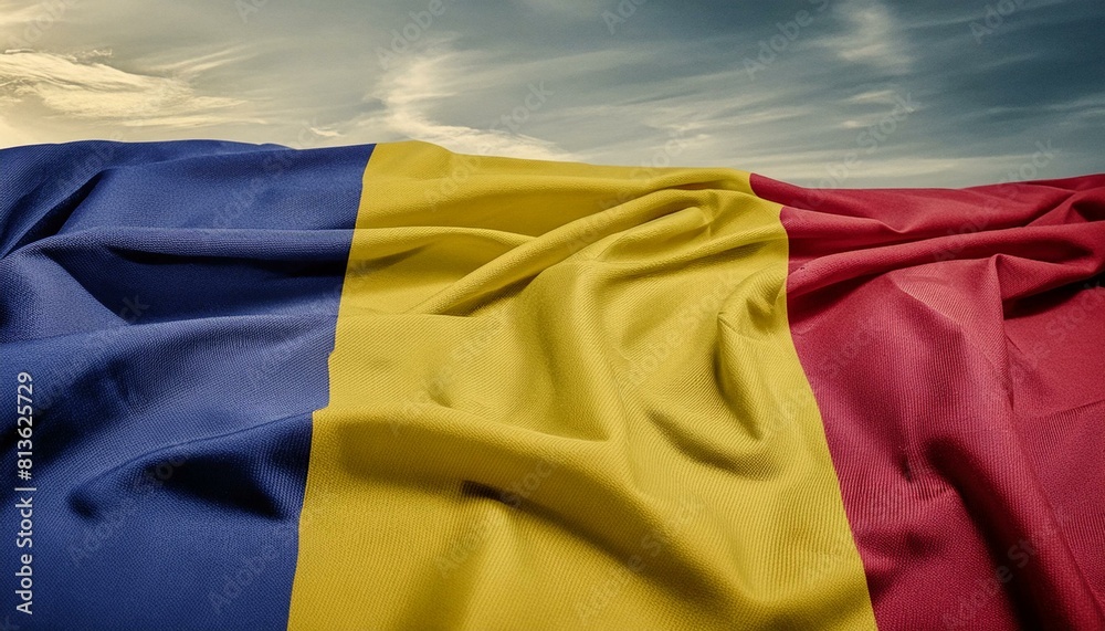 Fabric and Wavy Flag of Romania