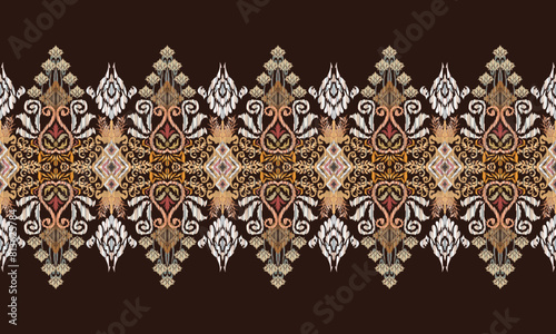 Hand draw Ikat floral paisley embroidery.geometric ethnic oriental pattern traditional.Aztec style abstract vector illustration.great for textiles, banners, wallpapers, wrapping vector design.