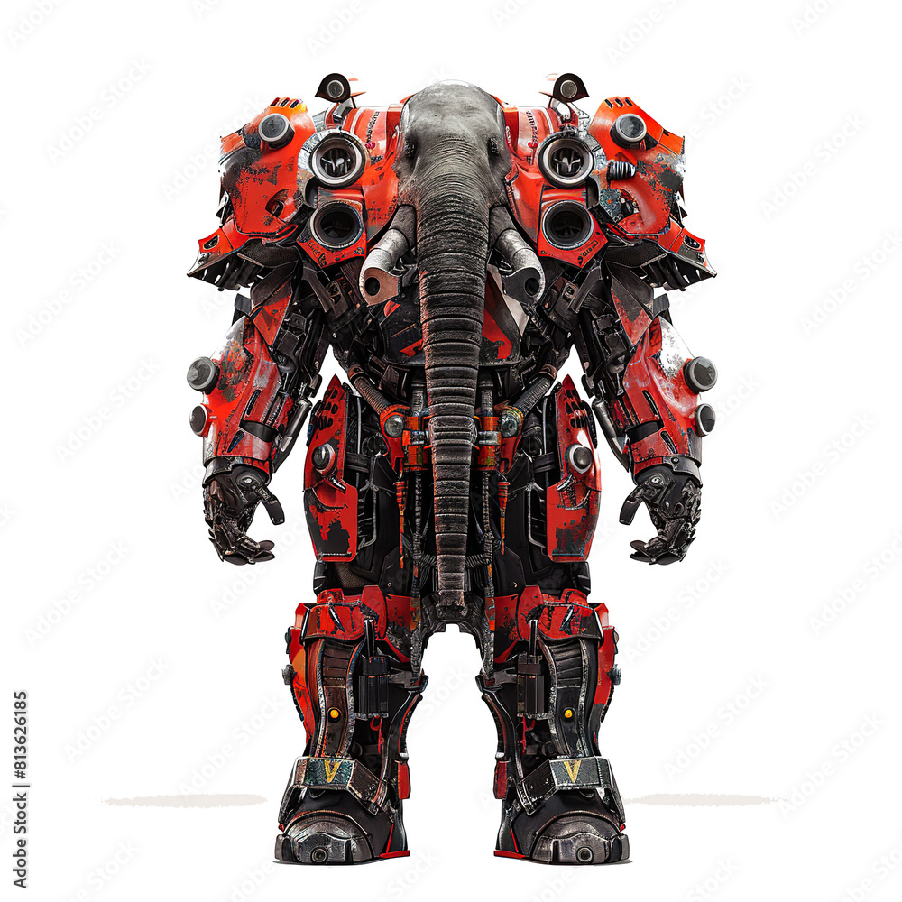 3D Elephant cyborg cartoon character. Realistic robot Elephant cartoon design 3D Elephant cyborg cartoon character. Realistic robot Elephant cartoon design