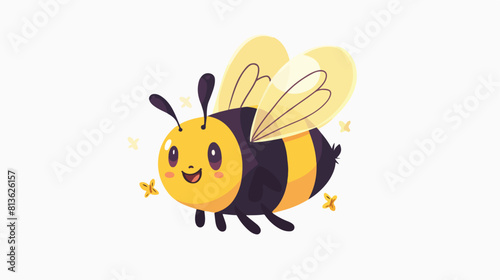 Cute bumblebee flying. Funny smiling bumble bee baby