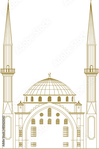 vector illustration sketch of the design of a magnificent colonial Muslim place of worship