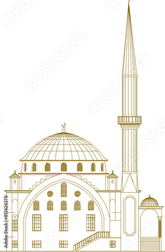 vector illustration sketch of the design of a magnificent colonial Muslim place of worship