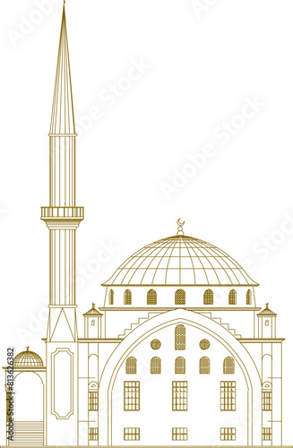 vector illustration sketch of the design of a magnificent colonial Muslim place of worship 