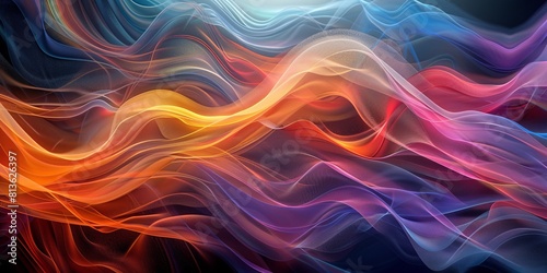full frame shot of abstract background with colorful wavy lines
