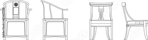 vector illustration of a sketch of a wooden cafe chair design for a dining table