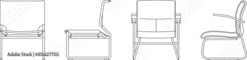 vector illustration of a sketch of a work desk chair design for office employees