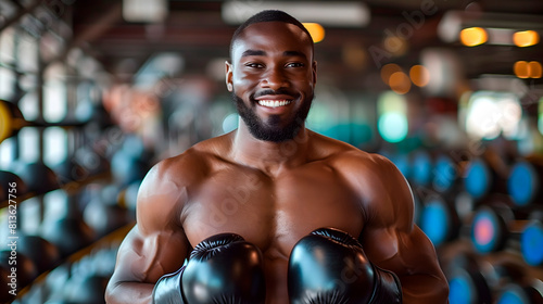 Boxeador Afroamericano Sonriente en el Gimnasio