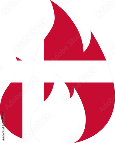 Denmark flag In Fire