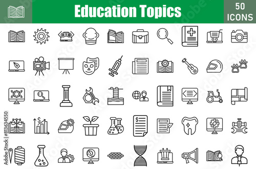 Education Topics Icons Set.Web and mobile icons.Vector illustration