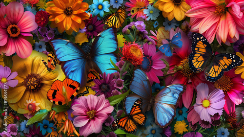 Artistic Butterfly Montage: Colorful and Intricate Butterflies in a Captivating Collage