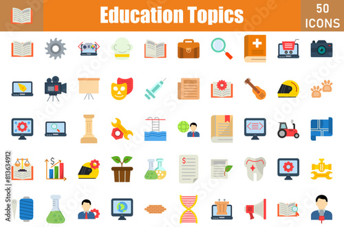 Education Topics Icons Set.Web and mobile icons.Vector illustration