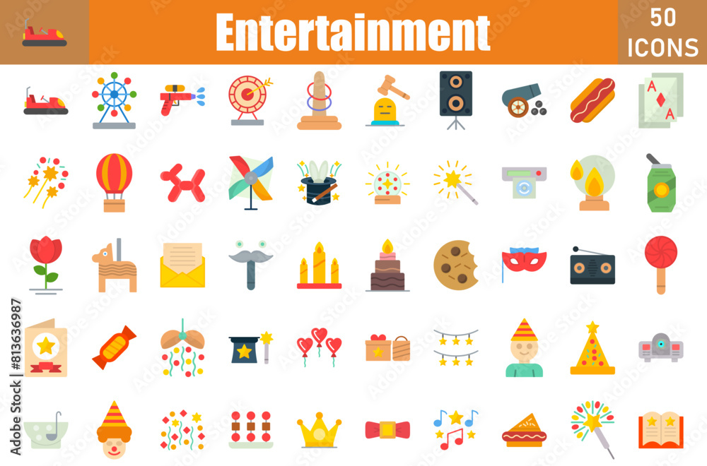 Entertainment Icons Set.Web and mobile icons.Vector illustration