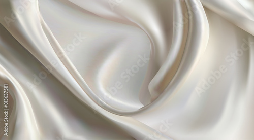 3D realistic Luxury silky fabric of delicate cream color.Abstract silk satin background.Smooth elegant cotton .Wavy luxurious shine drapery background wallpaper showcase backdrop Vector illustration