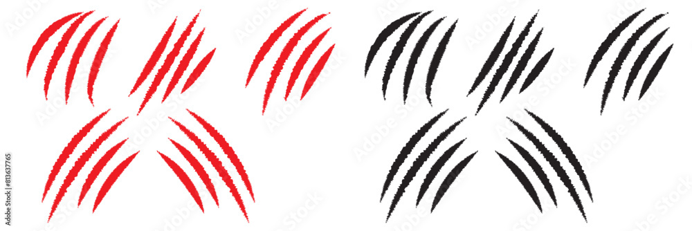 animal Claw scratches mark set. Cat tiger scratches signs.  isolated on white background in eps 10. vector illustration.