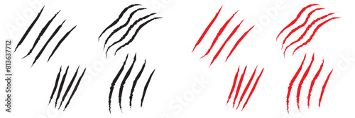 animal Claw scratches mark set. Cat tiger scratches signs. isolated on white background in eps 10. vector illustration.