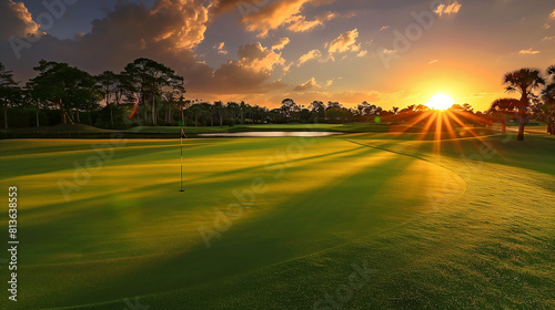 Golfplatz in der Abenddämmerung
