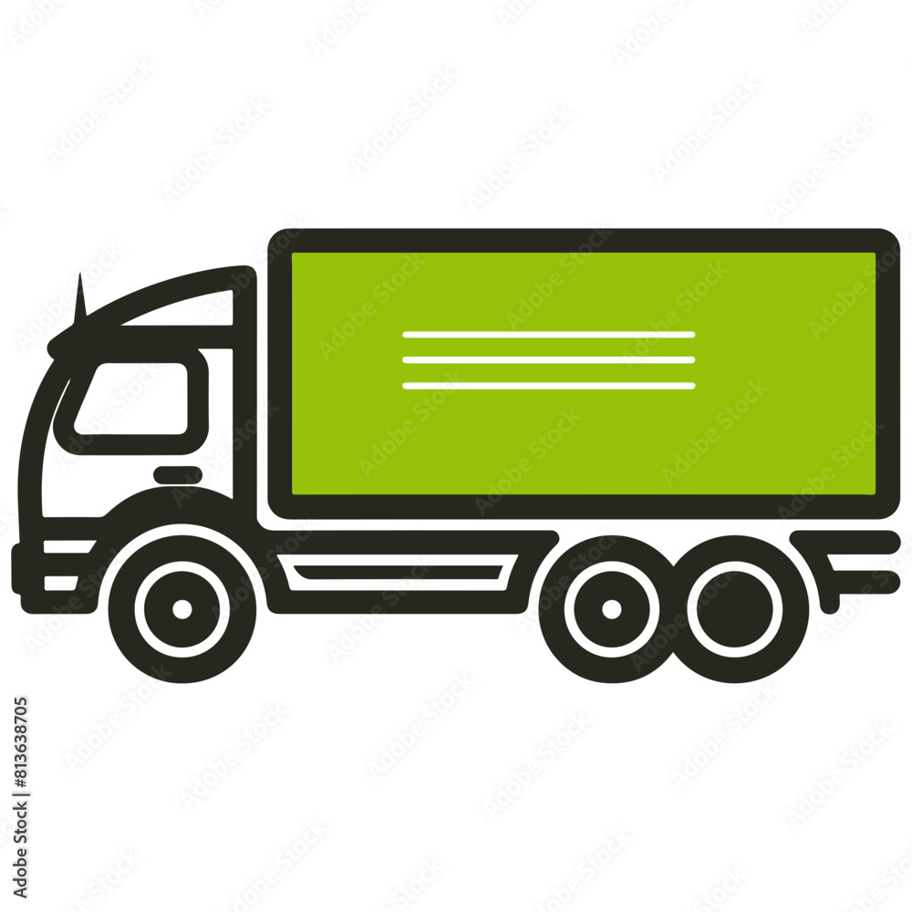A minimalist black, white, and green truck icon, representing efficient logistics and transportation in the industry. A minimalist black, white, and green truck icon, representing efficient logistics and transportation in the industry.