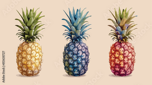 Decorative pineapples on color background Vector style