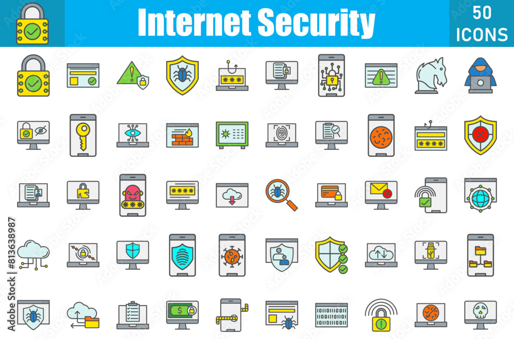 Fototapeta premium internet Security Icons Set.Web and mobile icons.Vector illustration