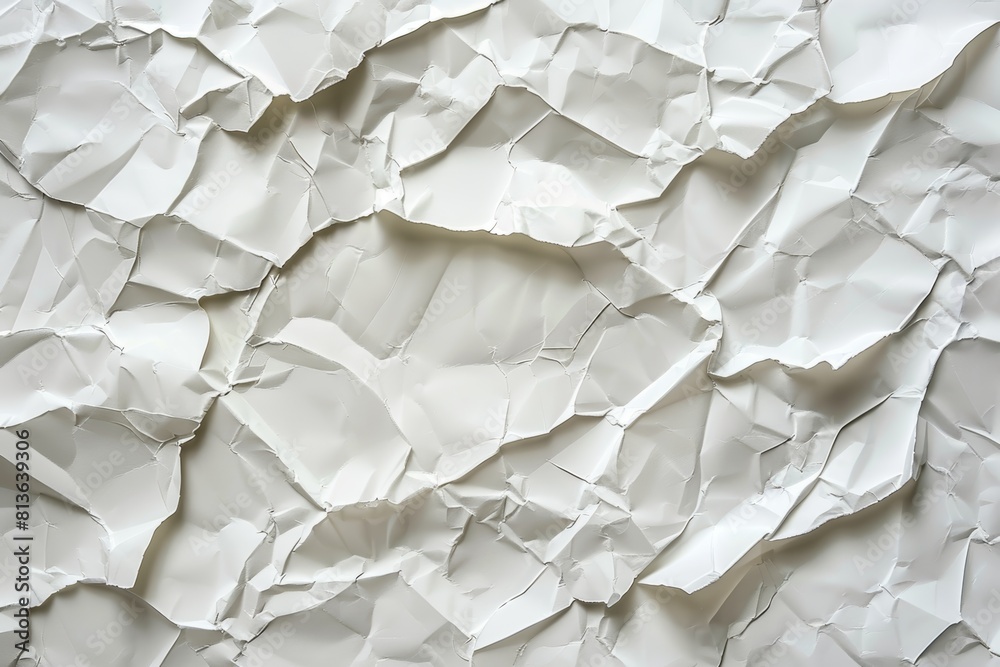 Abstract white background with creased paper texture for design template. Flat lay, top view Abstract white background with creased paper texture for design template. Flat lay, top view