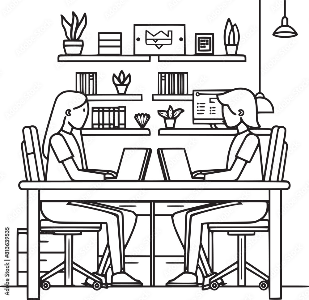 vector illustrations with flat cartoon characters working in office, co-working space or remotely at home, freelance, self-employment. People work at computers and laptops in modern interior. vector illustrations with flat cartoon characters working in office, co-working space or remotely at home, freelance, self-employment. People work at computers and laptops in modern interior.