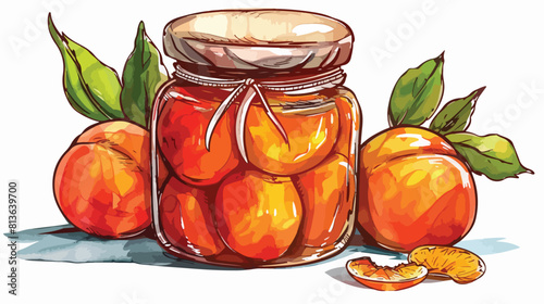 Delicious homemade apricot jam. Fruit jam jar glass 