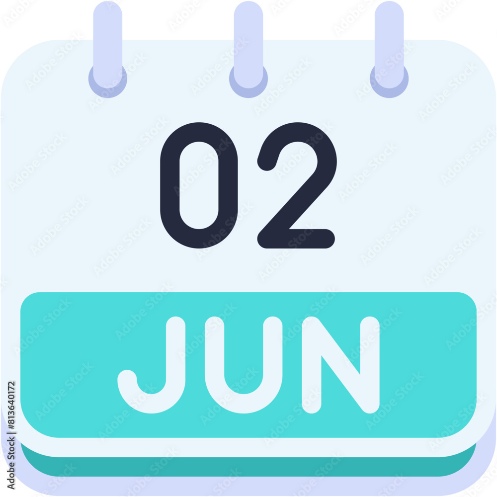Vector Icon Calendar, june, two, 2, calendar date, monthly calendar, time and date, month, schedule Vector Icon Calendar, june, two, 2, calendar date, monthly calendar, time and date, month, schedule