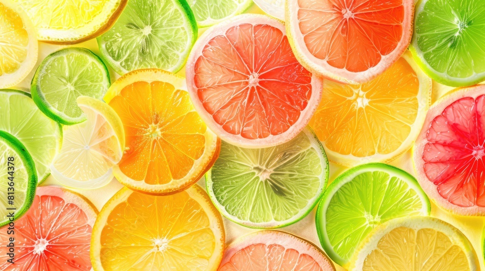 Background of beautiful fresh color slices of citrus fruits Background of beautiful fresh color slices of citrus fruits