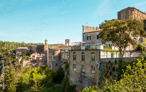 Panorama of Sorano town in Tuscany, Italy