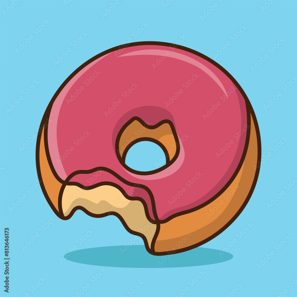 Donut Food Sweet Cream Cartoon Vector Icon Illustration Food Object Icon Concept Isolated Flat