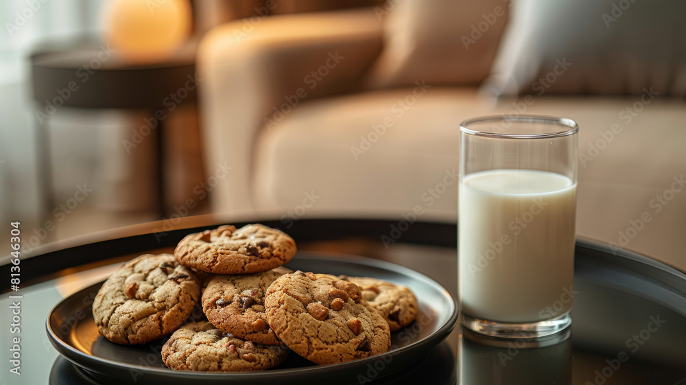Plate of cookies with a glass of milk Plate of cookies with a glass of milk
