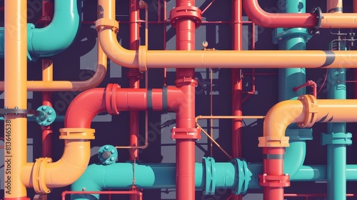 Underground piping flat design top view infrastructure theme animation Split-complementary color scheme photo