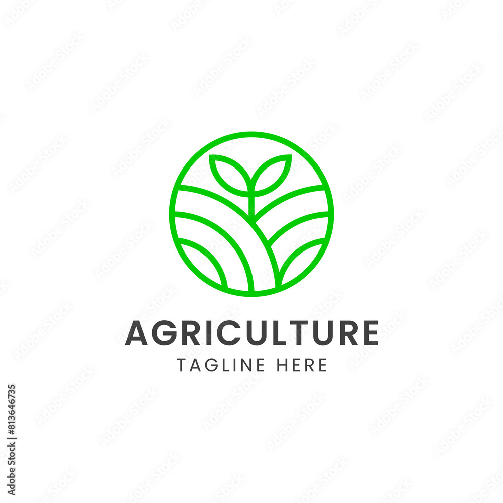 A simple and modern logo design, a combination of farm land and plant, suitable for agricultural industry logos A simple and modern logo design, a combination of farm land and plant, suitable for agricultural industry logos