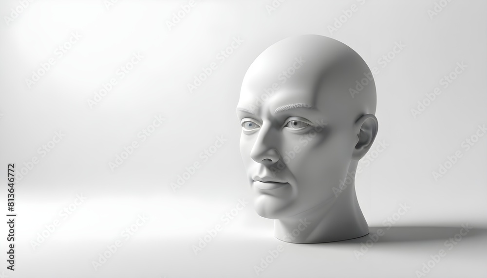 A white mannequin head displayed against a plain white background