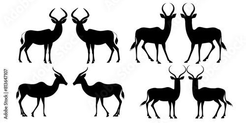 set of antelope  antelope flat design vector illustration. Hand drawn.