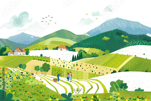 夏の安曇野の田園風景-2