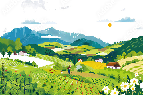 夏の安曇野の田園風景-2